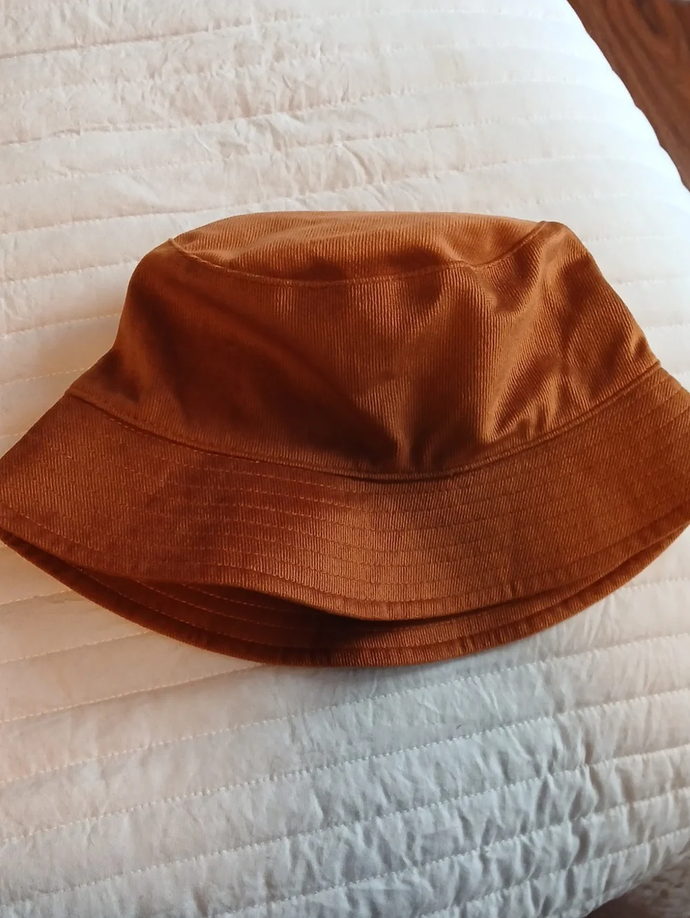 Anthropologie Corduroy Bucket Hat in Rust Orange